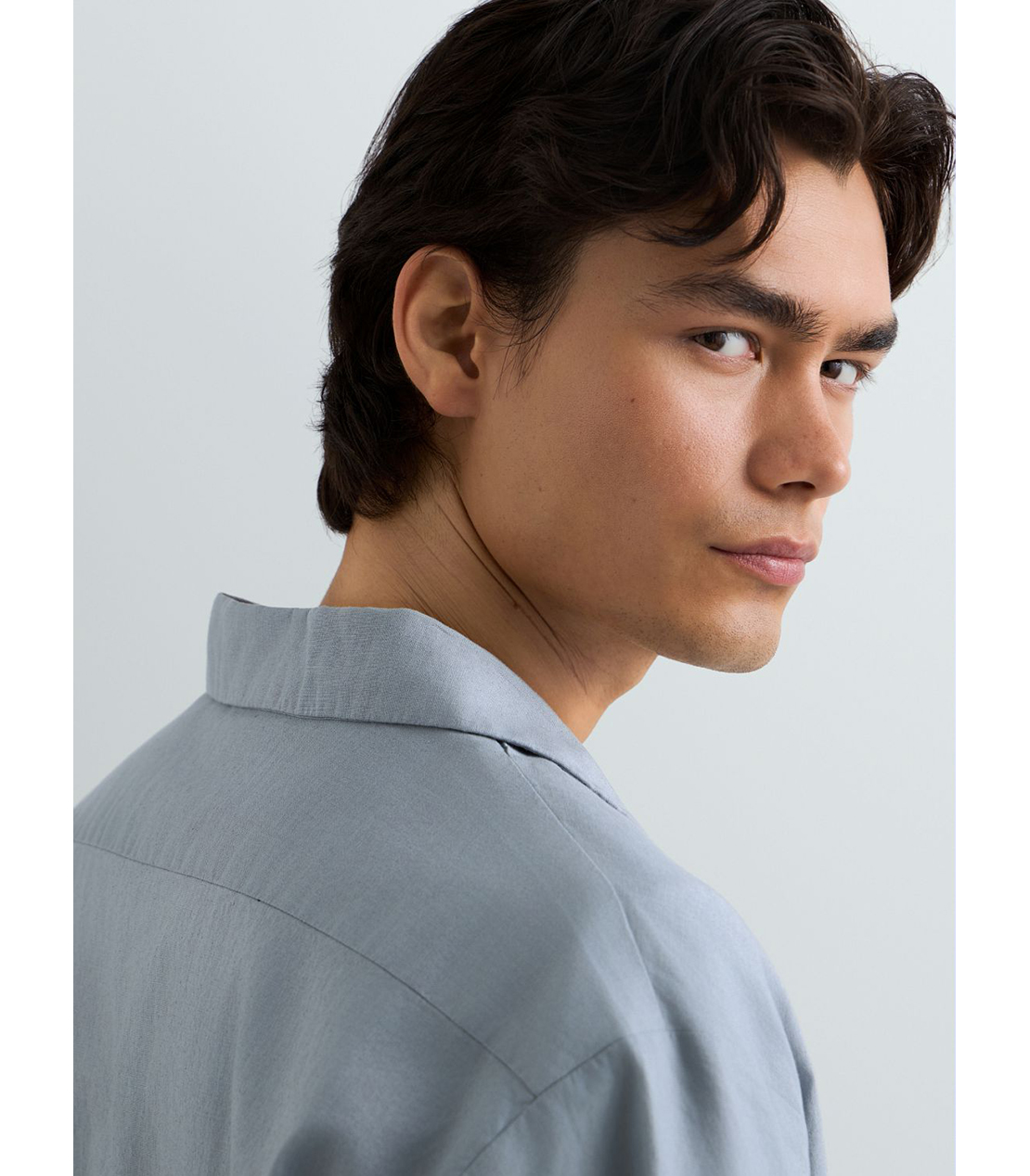 リネンコットンリラックスフィットシャツ 詳細画像 グレイッシュブルー 5